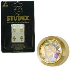 Rock Crystal Studs Gold - Large Bezel